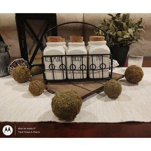 Rae Dunn Spice Rack 6 LL White Ceramic Jars & Lids